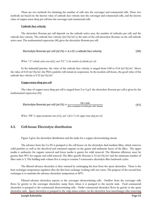 Electrowinning Process.pdf My publications - Design of copper electrowinning circuit - Page 24-25 ...