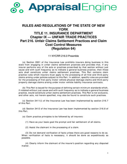 Appraisal Engine Inc New York Regulation 64 Total Loss Vehicle