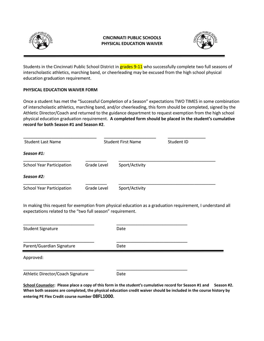 My publications - CPS Exemption To The Physical Education 