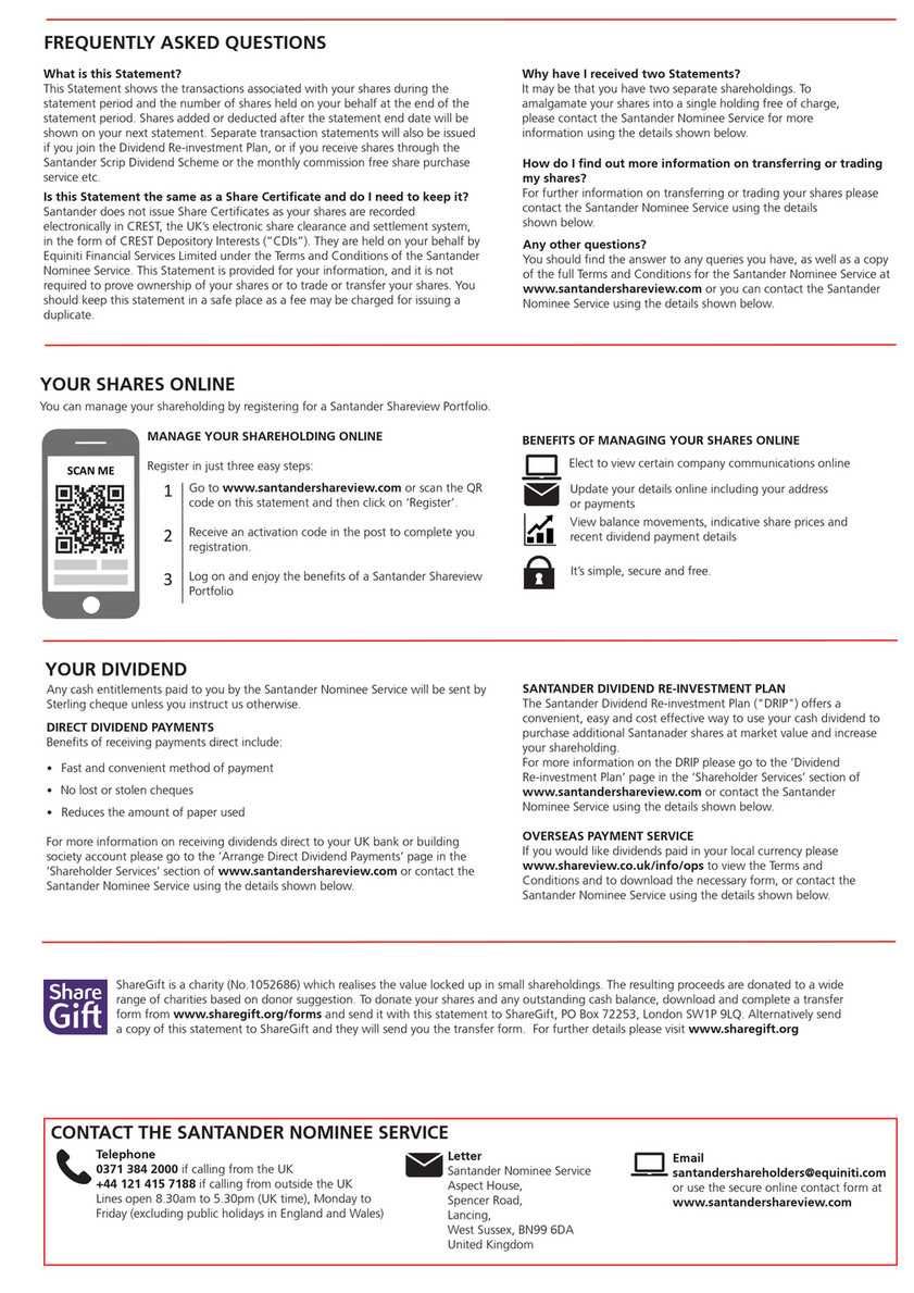 My Publications Santander Annual Statement Page 2 Created