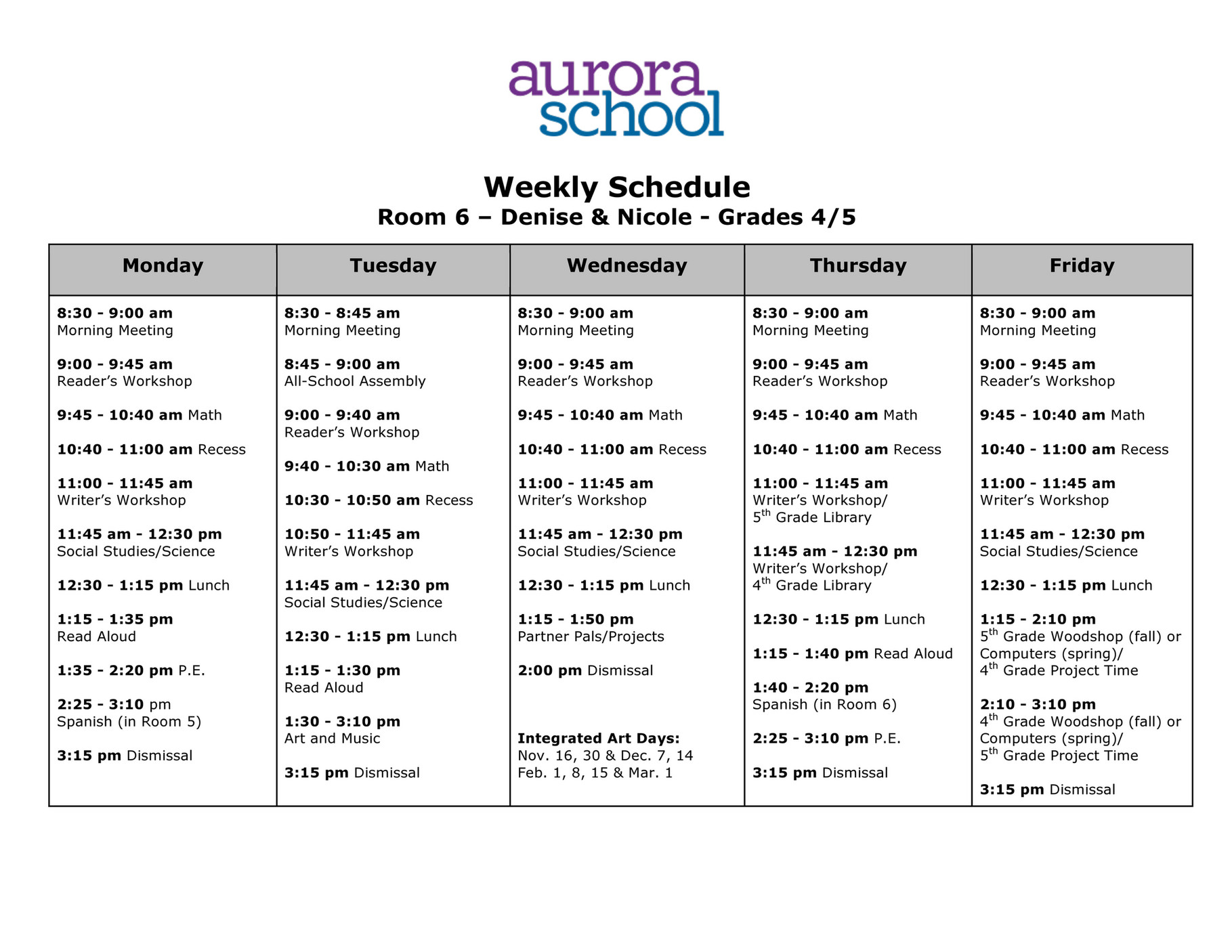 Aurora School room_6_weekly_schedule_2016_2017_v3 Page 1 Created
