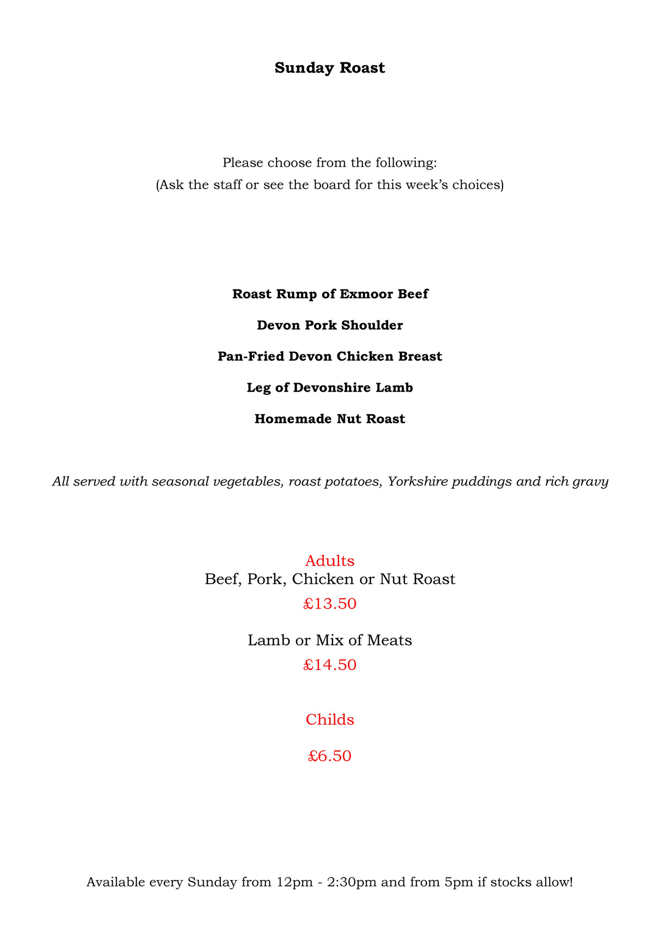 UpDate Websites - TIDES INN SUNDAY LUNCH MENU 2020 - Page 1 - Created