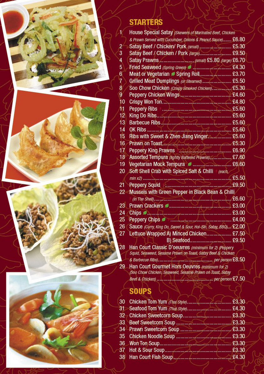 Harmony Chinese Food Restaurant Menu