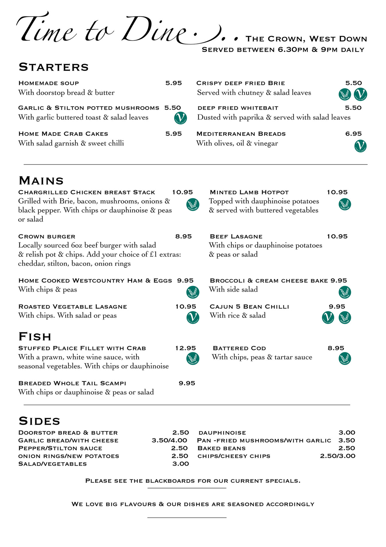 UpDate Websites - New Crown Dinner Menu 2018 - Page 1 - Created with ...