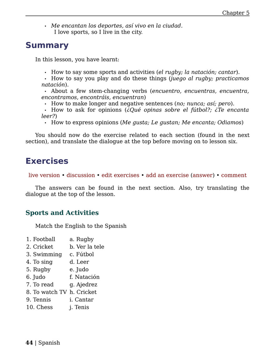 How to say exercise in spanish Telegraph