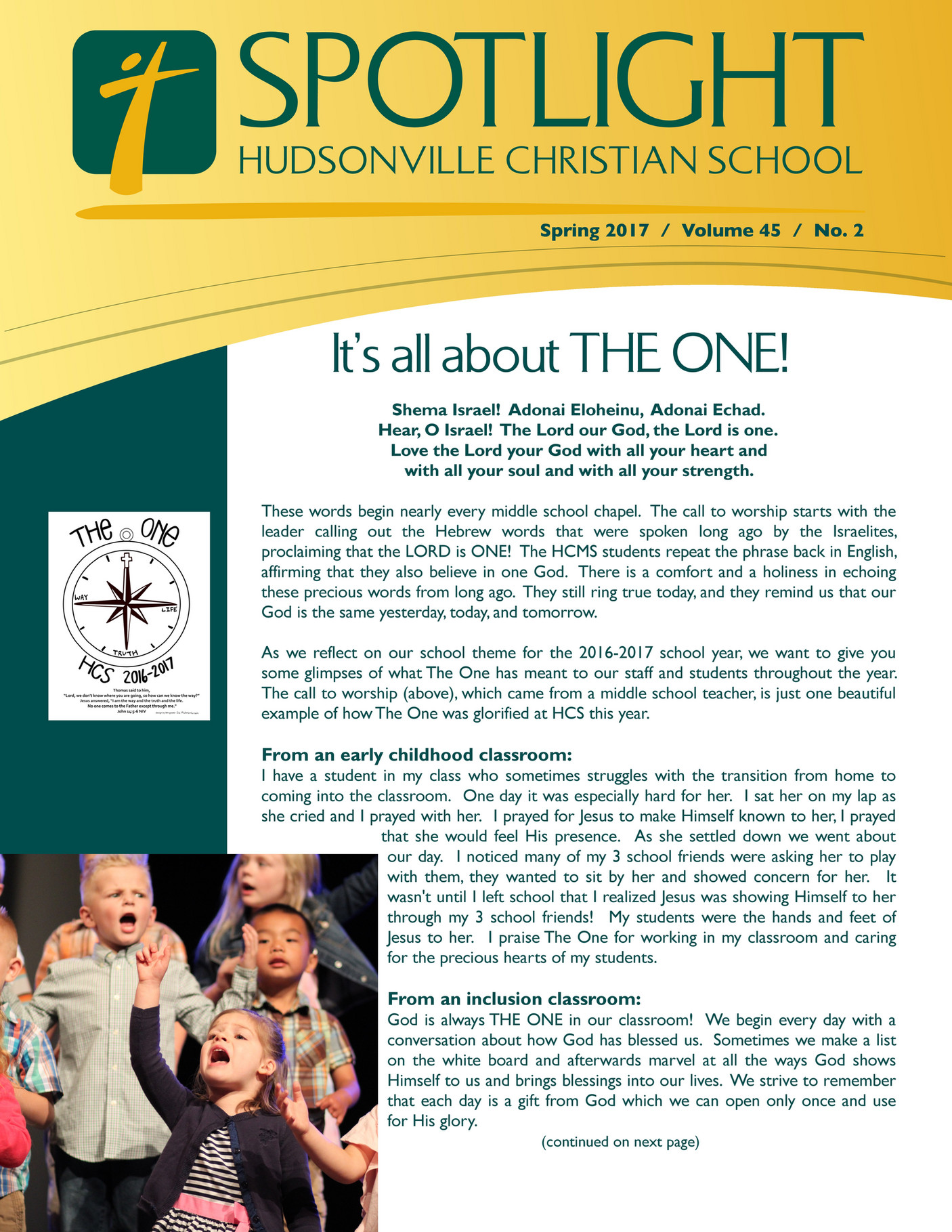 Hudsonville Christian School 2017 Spring Spotlight Page 1 Created