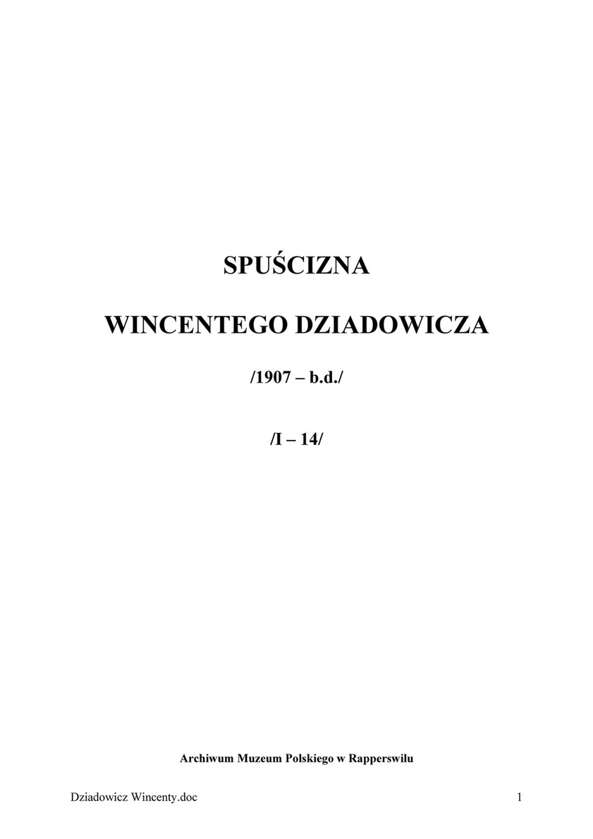Polenmuseum in Rapperswil - Dziadowicz Wincenty