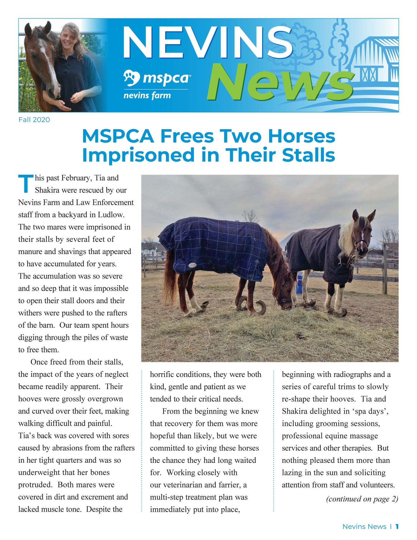 MSPCA-Angell - MSPCA at Nevins Farm Fall 2020 Newsletter - Page 1