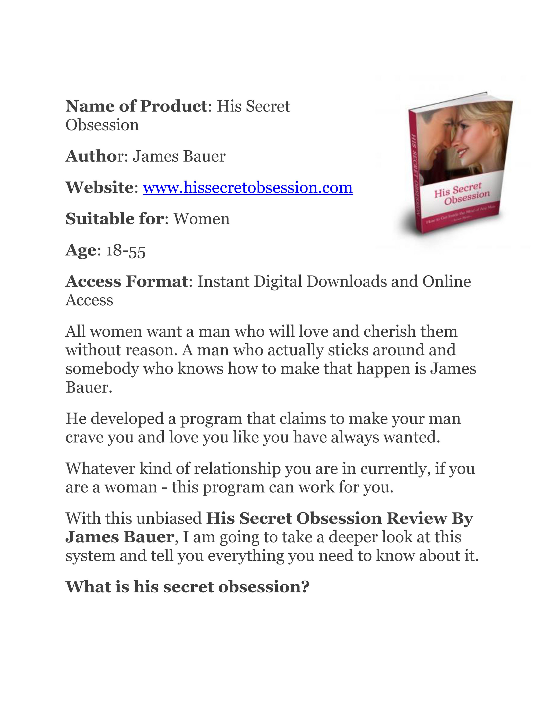 His Secret Obsession Review Is Crucial To Your Business. Learn Why!