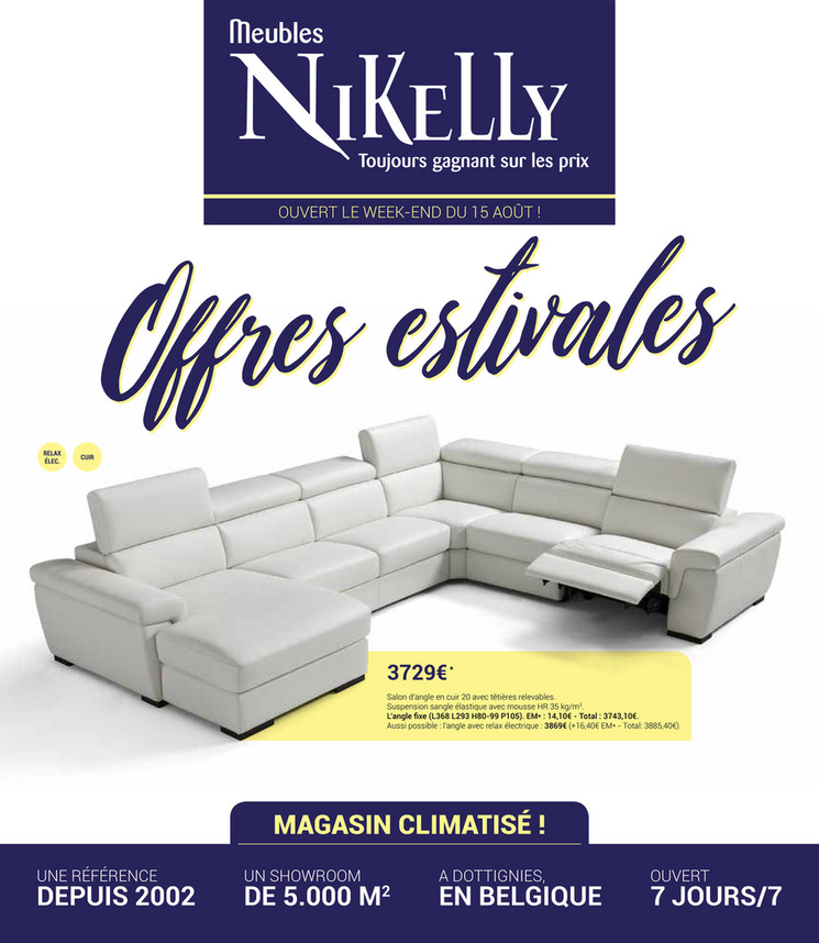 Folder Meubles Nikelly du 01/08/2019 au 31/08/2019 - Promotions du mois aout