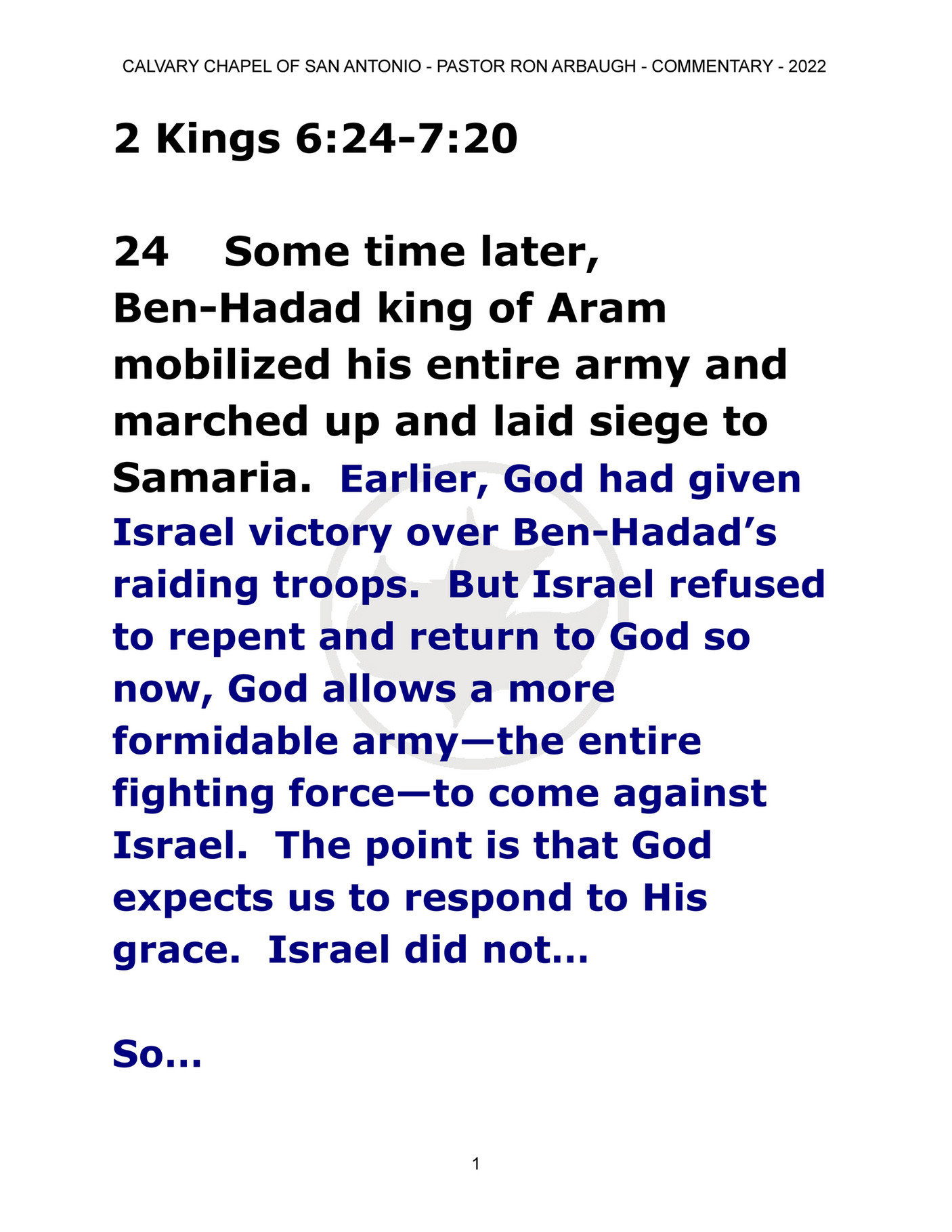 Calvary Chapel Of San Antonio 2 Kings 6 24 7 20 Page 2 Created 