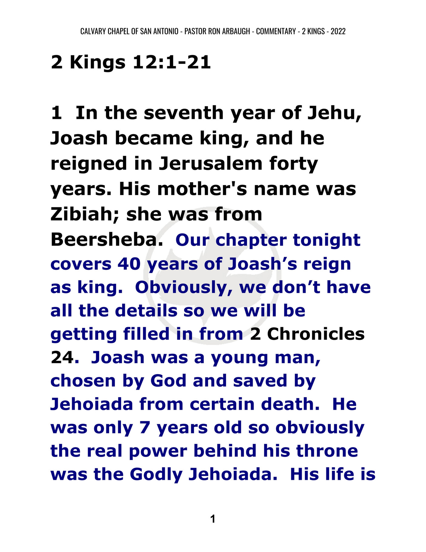 Calvary Chapel Of San Antonio - 2 Kings 12 1-21 - Page 2 - Created With 