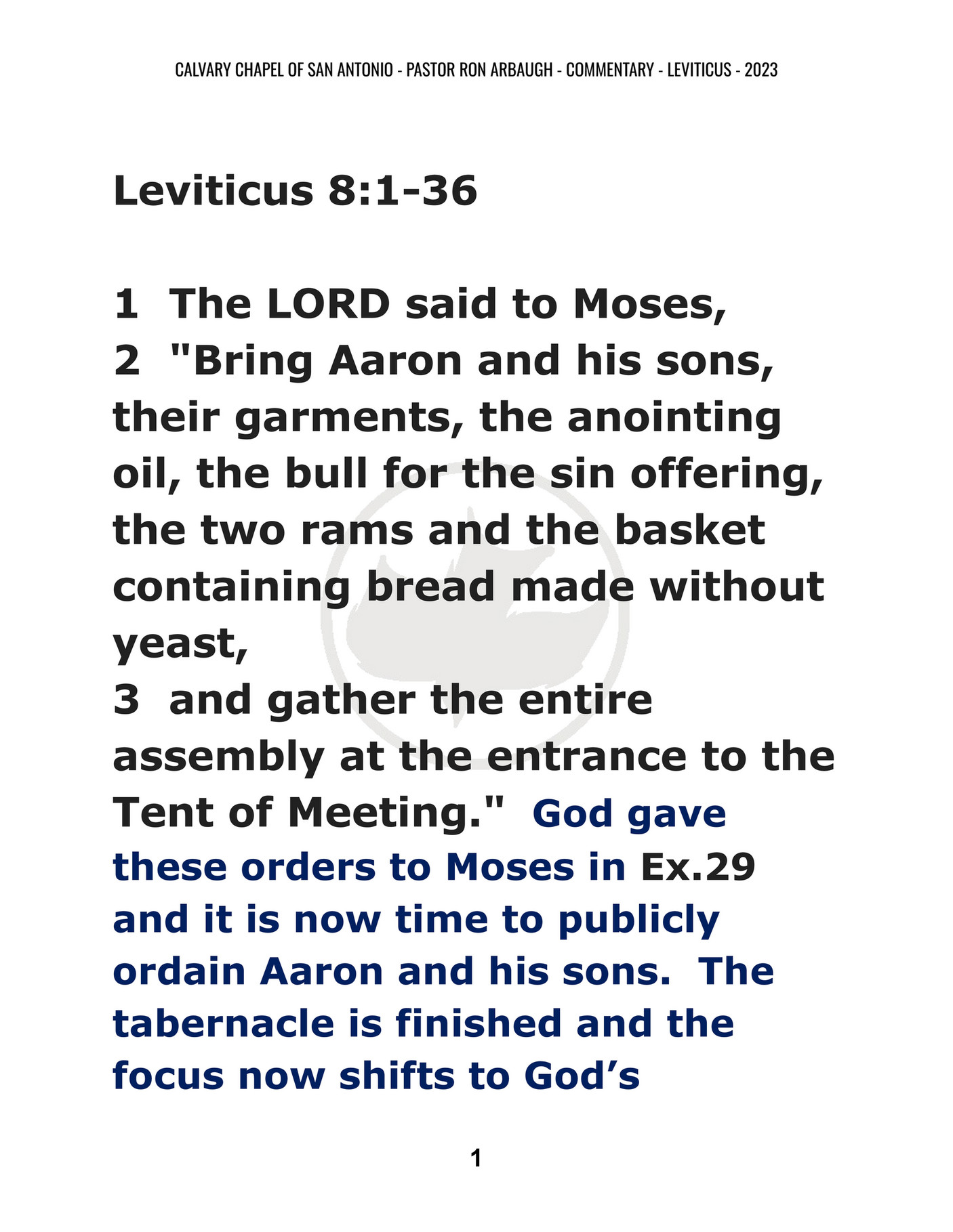 Calvary Chapel of San Antonio - Leviticus 8_1-36 - Page 1 - Created ...