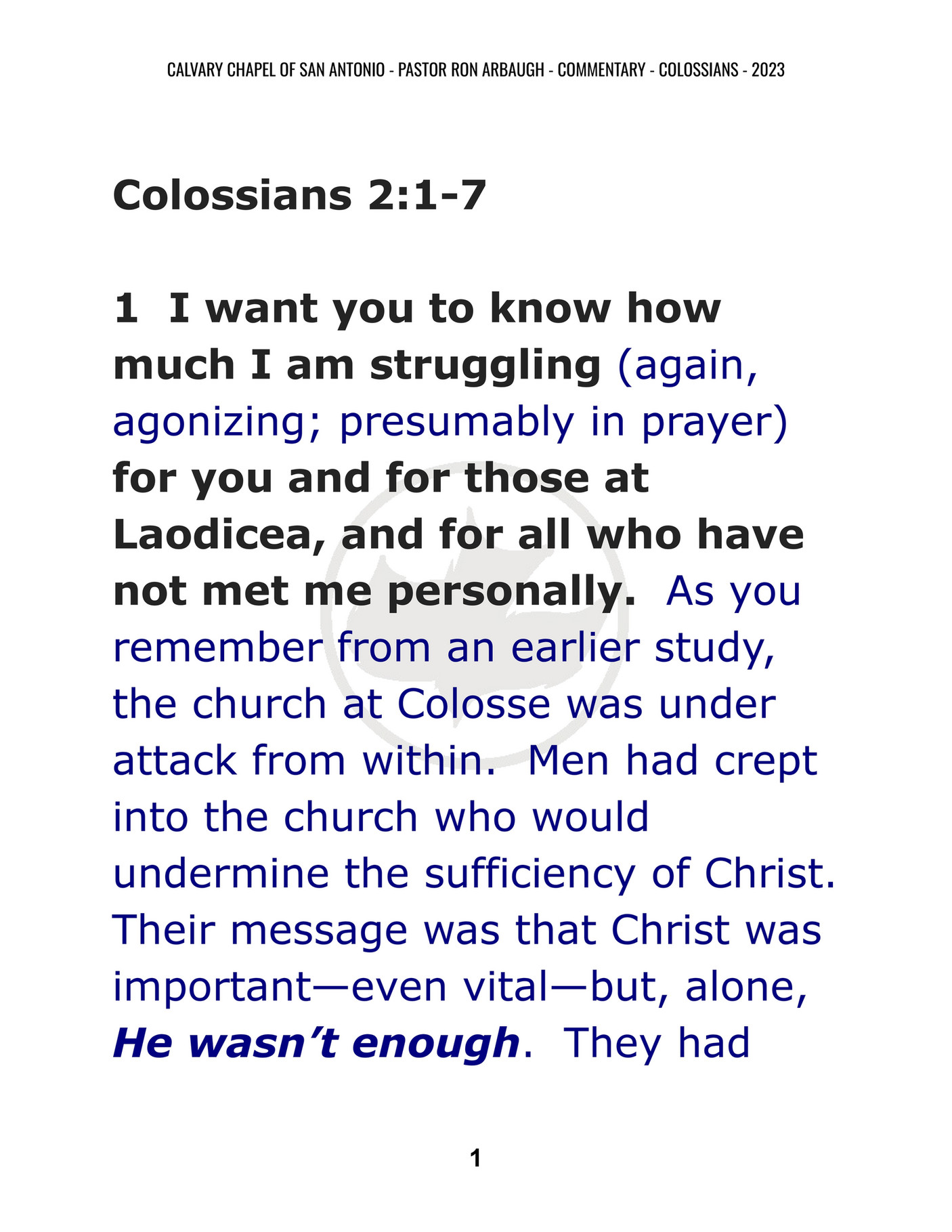 colossians 2 1-7 commentary