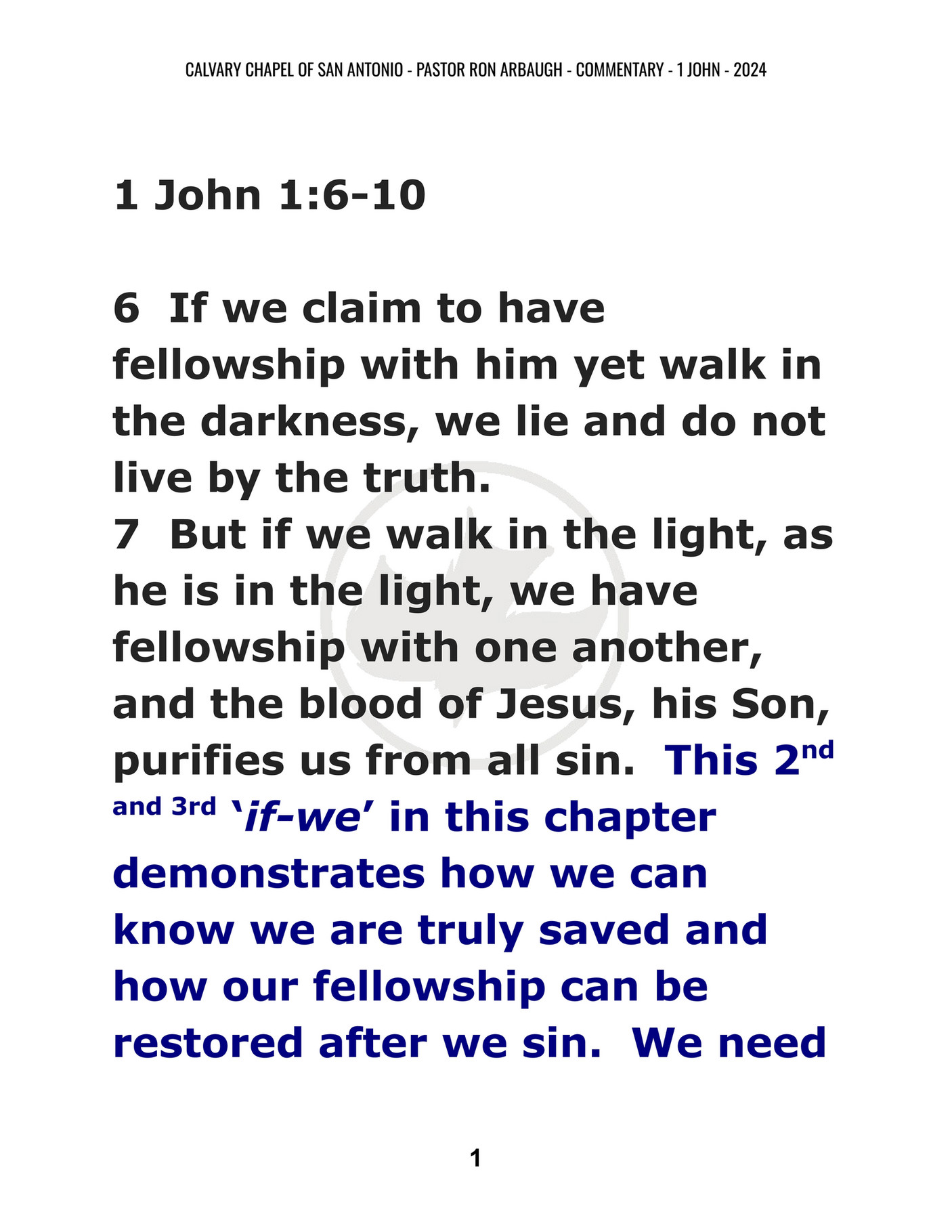 Calvary Chapel Of San Antonio 1 John 1 6 10 Page 1 Created With 