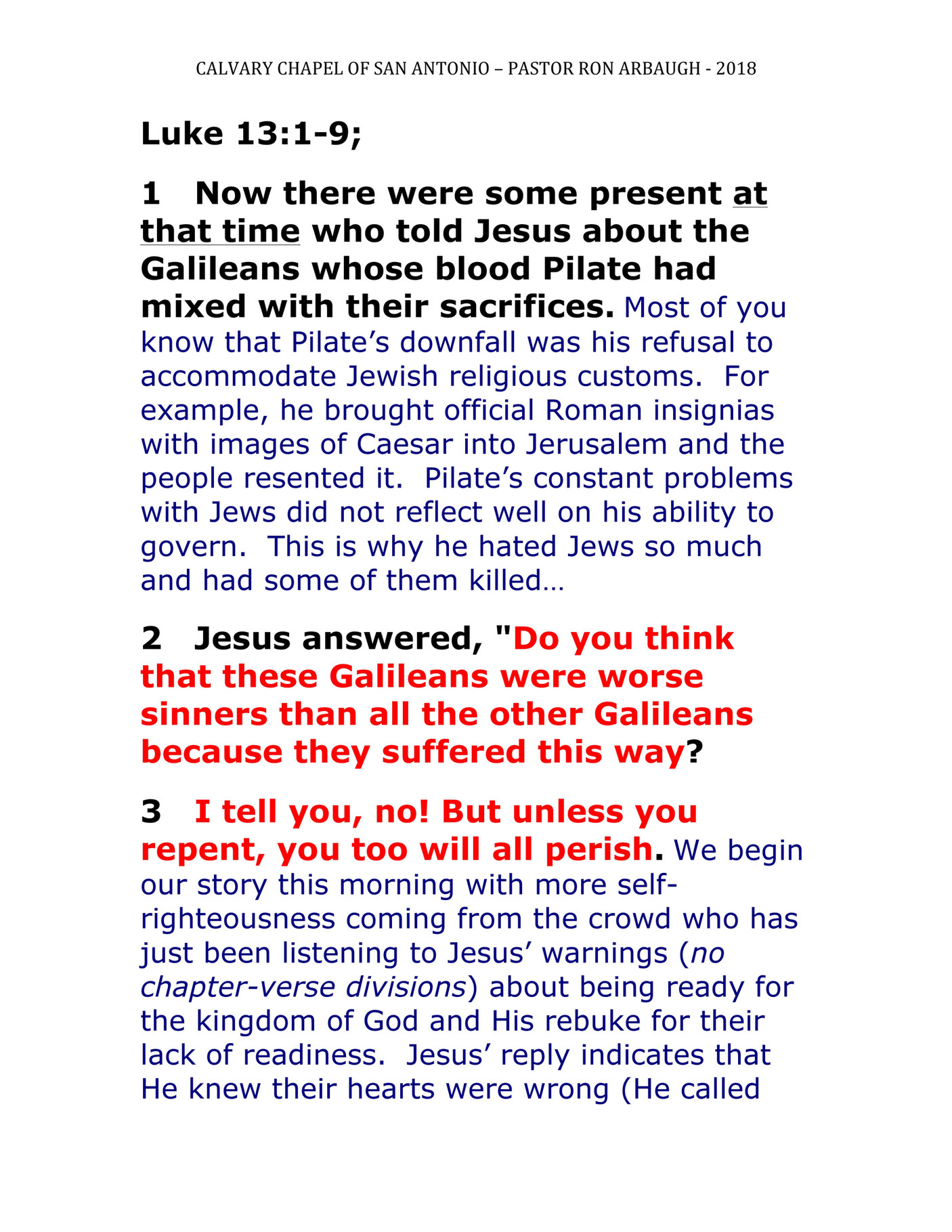 Calvary Chapel Of San Antonio Luke 13 1 9 Page 1 Created With