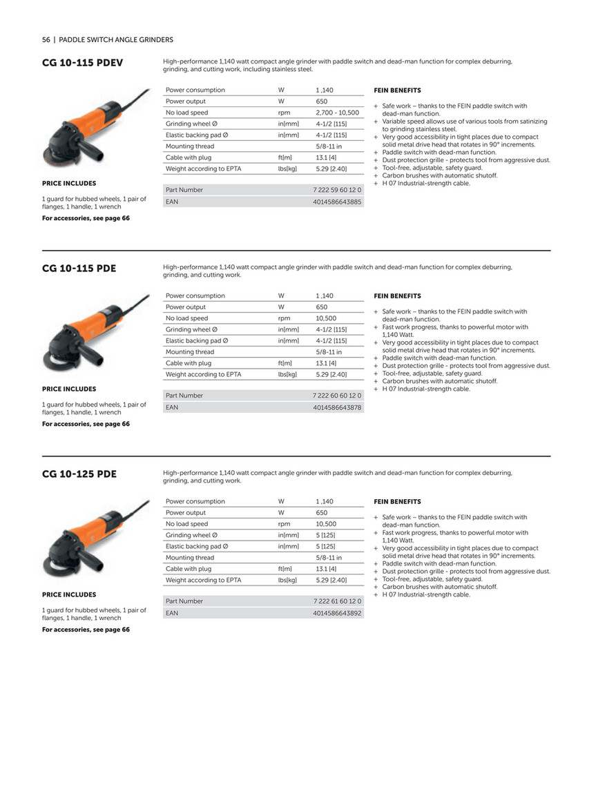 Fein Compact Angle Grinder 4-1/2 in|CG 10-115 PDEV