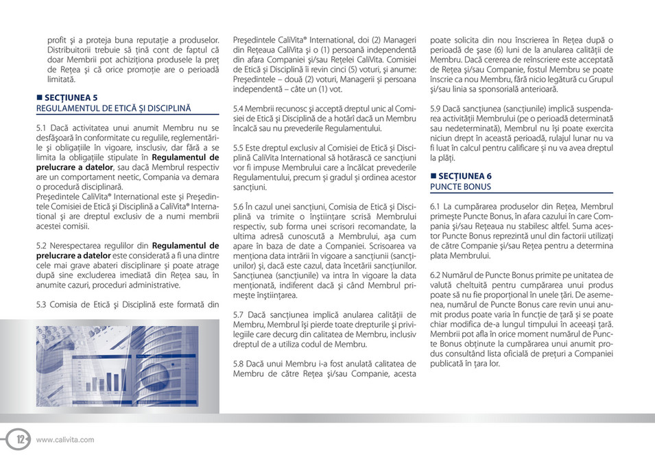 Calivita Romania Regulament De Functionare Calivita Page 12