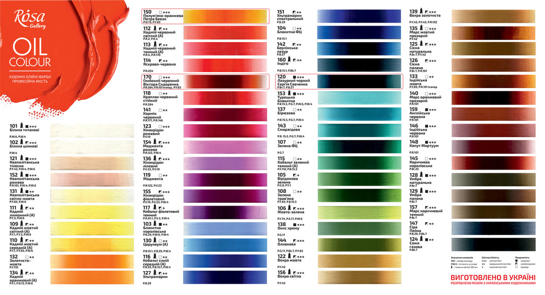 ROSA - ROSA Gallery Artists' Oil Colour Chart UA - Page 1 - Created ...