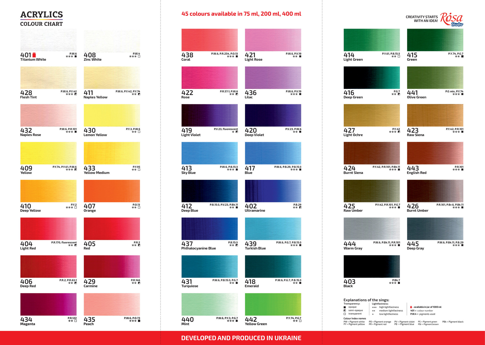 Rosa - Rosa Studio Acryl Colour Chart Eng - Page 1 - Created With 