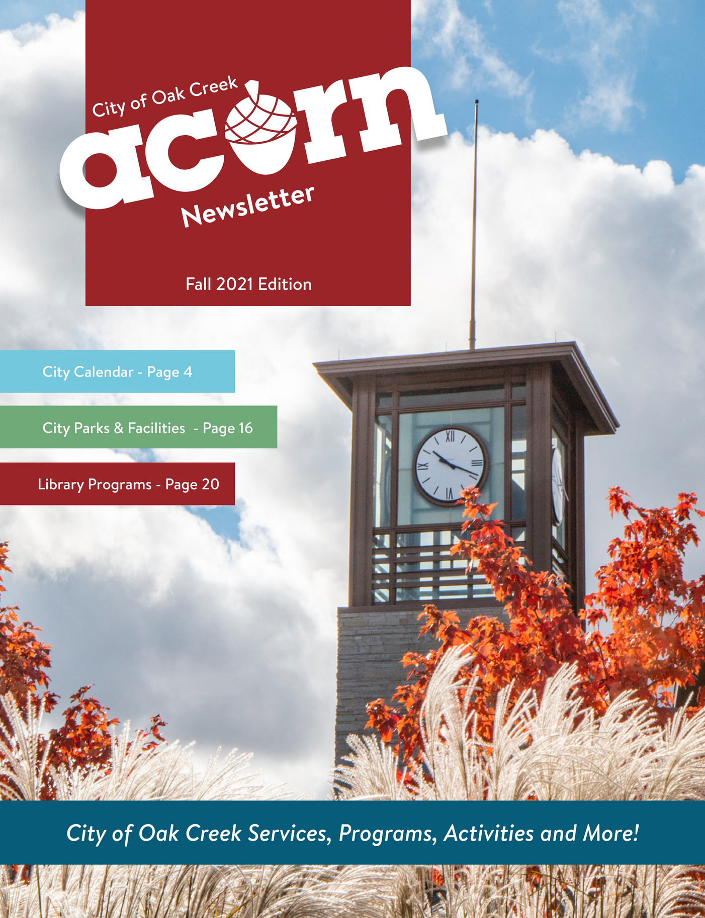City of Oak Creek Fall 2021 City of Oak Creek Acorn Newsletter Page