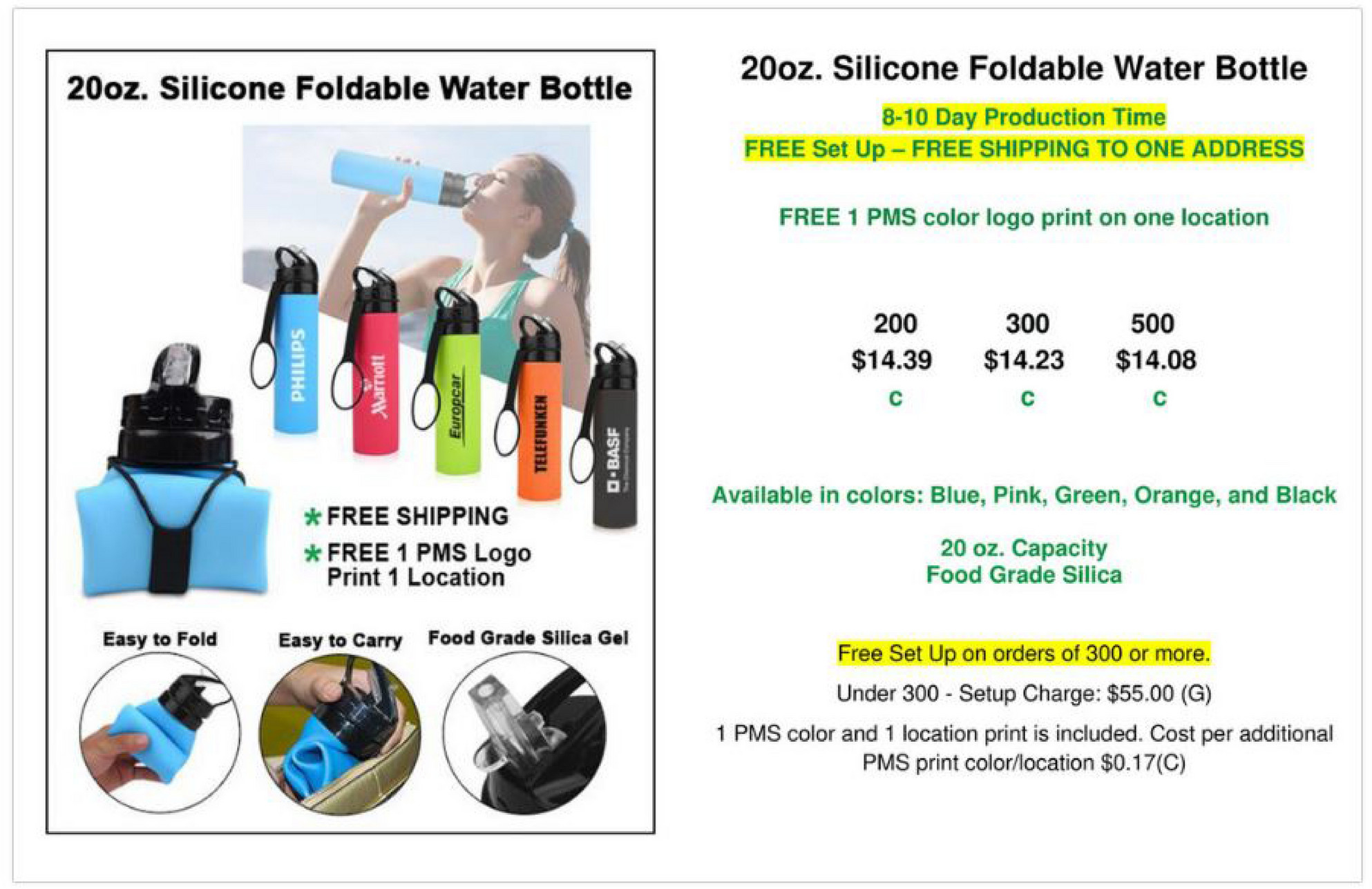 Technology Promotional Products Silicone Foldable Water Bottle