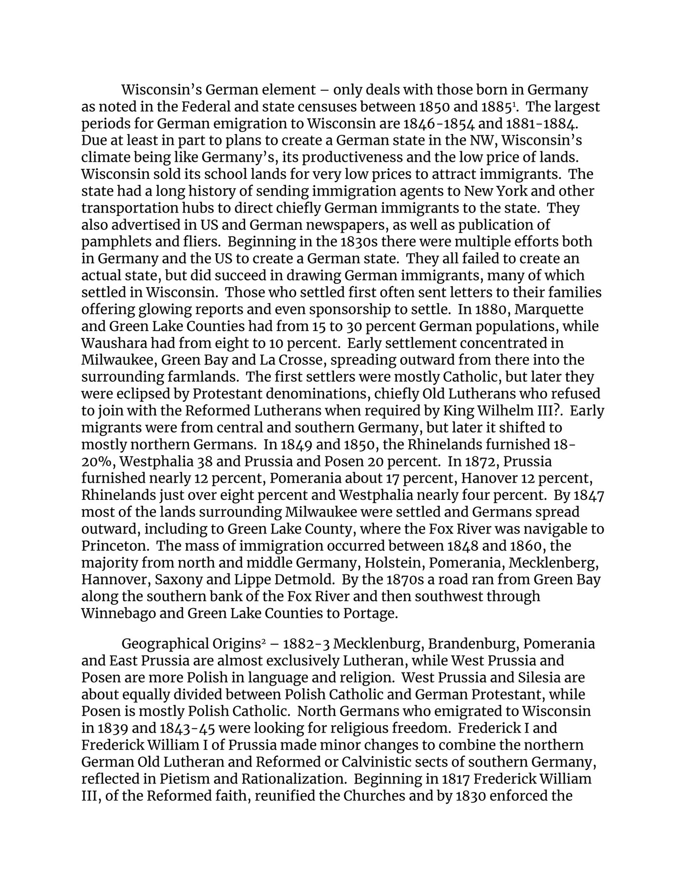 My publications Matz Wisconsin Settlement by Germans Page 1 Created with