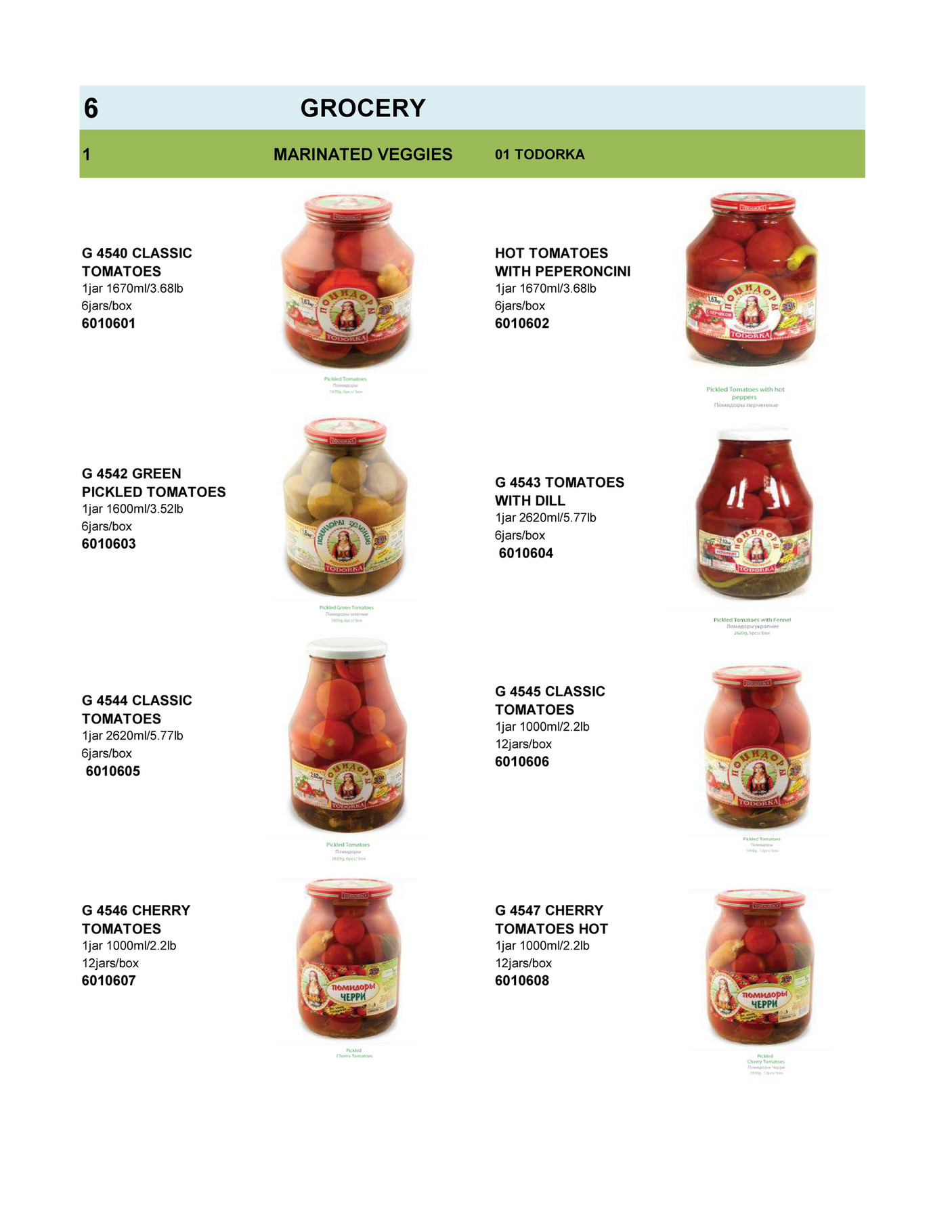 Rodeo Food Distribution Inc. MARINATED VEGETABLES Page 1 Created