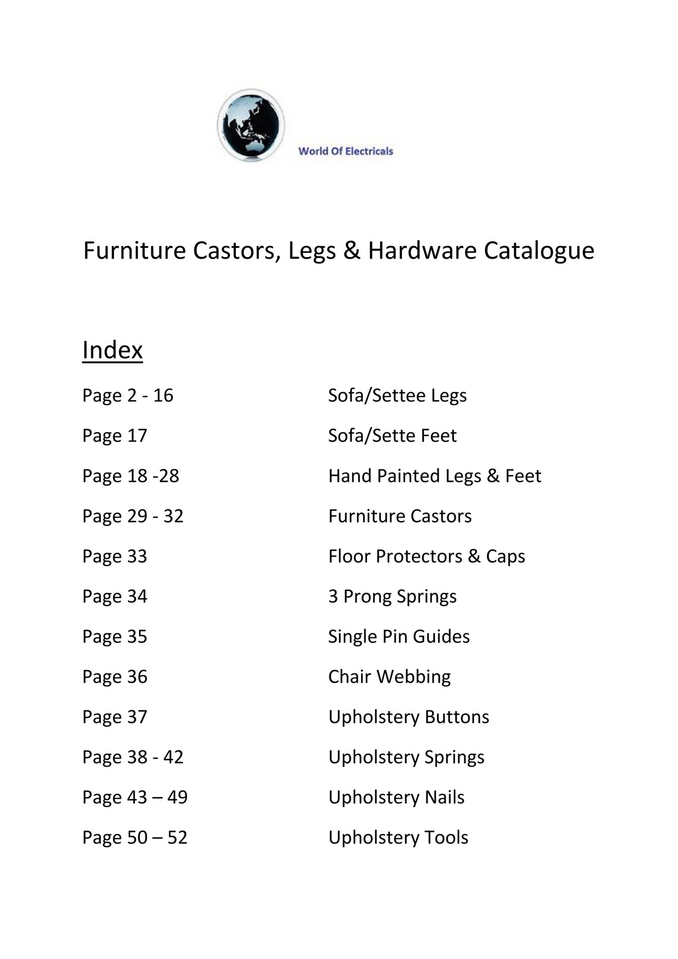 World Of Electricals Furniture Catalogue Page 1 Created with