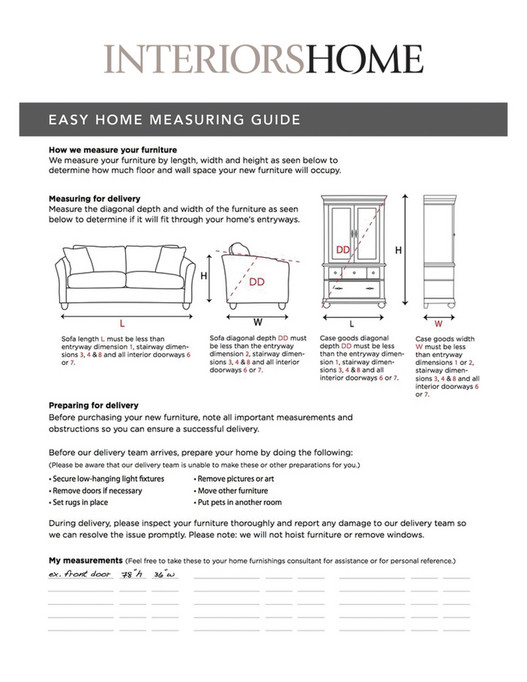 INTERIORS HOME - INTERIORS HOME Easy Home Measuring Guide - Page 1 ...