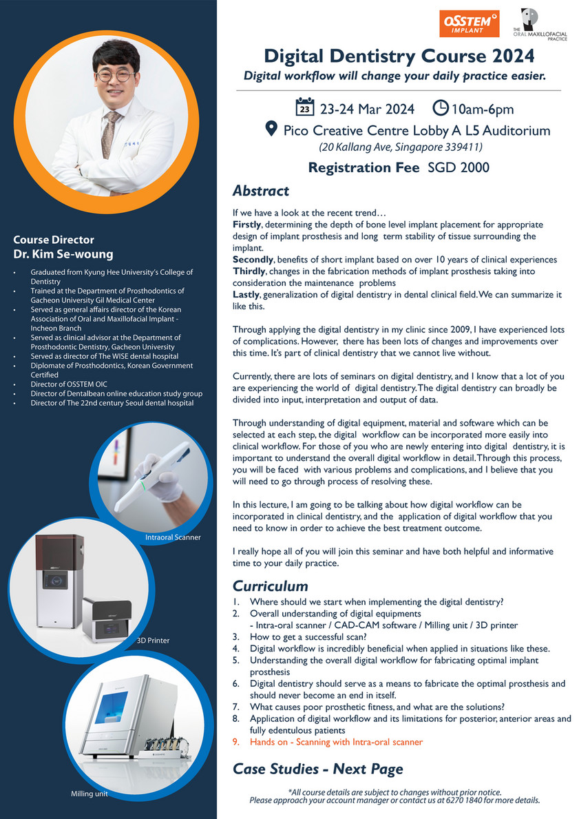 Osstem Singapore - Digital Dentistry Course 2024_23-24 Mar - Page 1 -  Created with Publitas.com