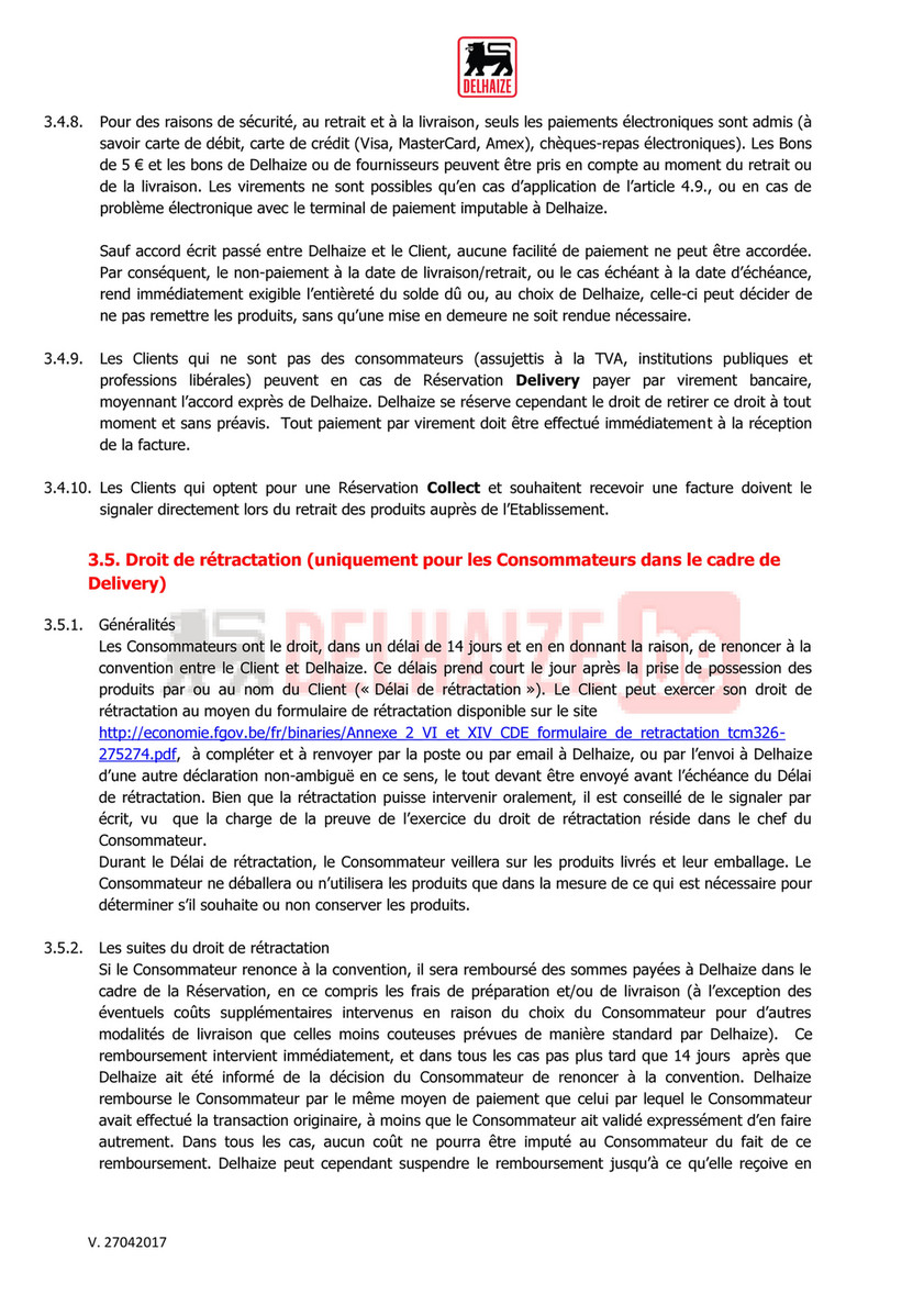 Belgium Pdf Fr Conditions Generales Delhaize Be Page 10 11