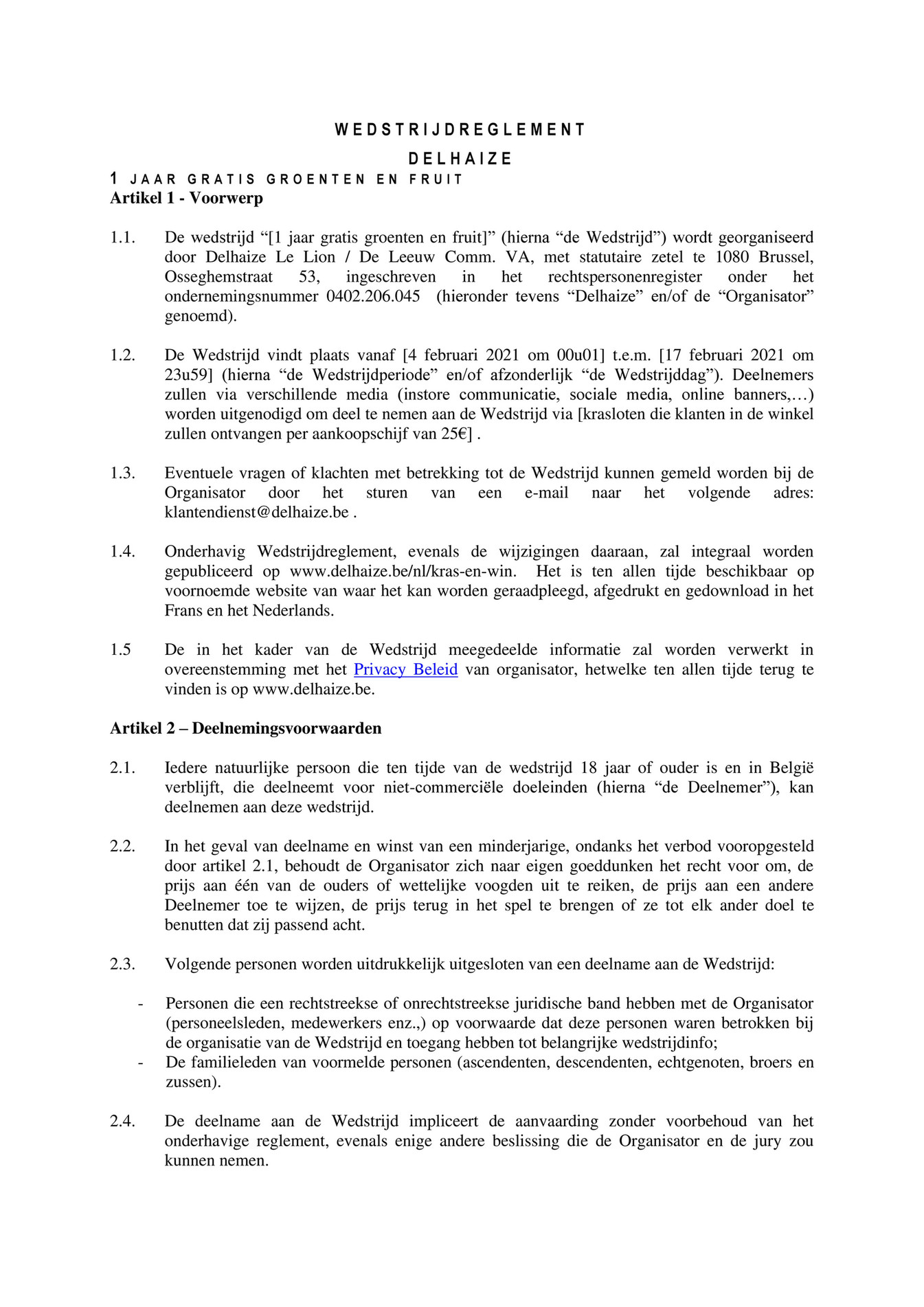BelgiumPDFNL Wedstrijdreglement Delhaize Scratch Win Pagina 1