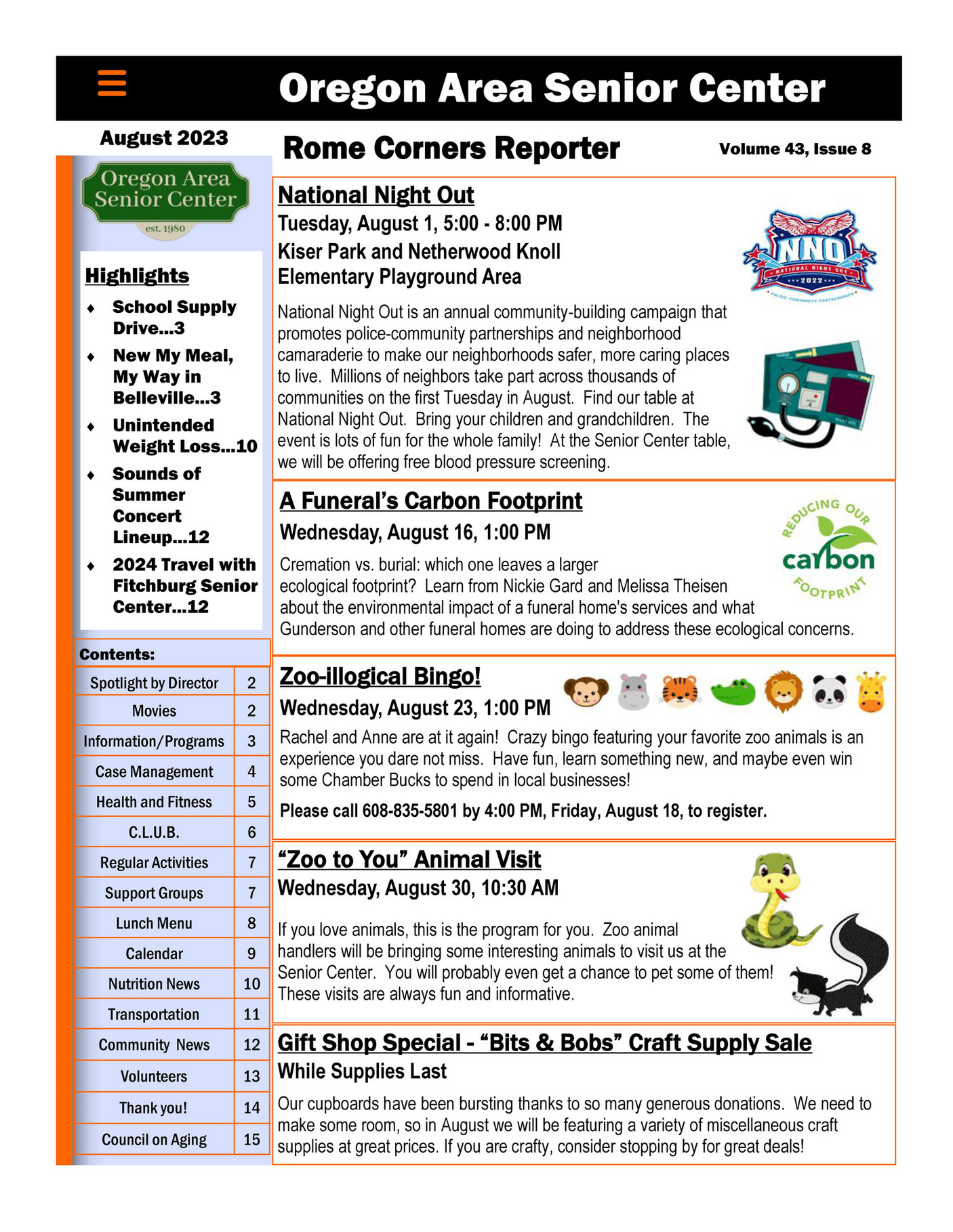 Oregon Area Senior Center 08 August 2023 Page 1 Created with