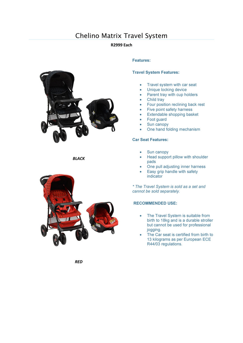 Chelino matrix shop travel system