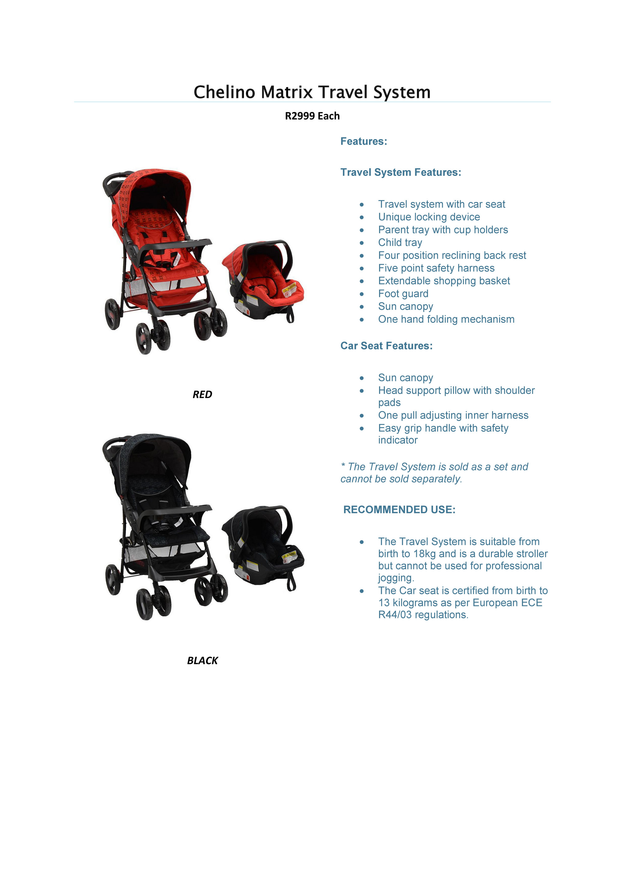 Chelino cruze travel outlet system