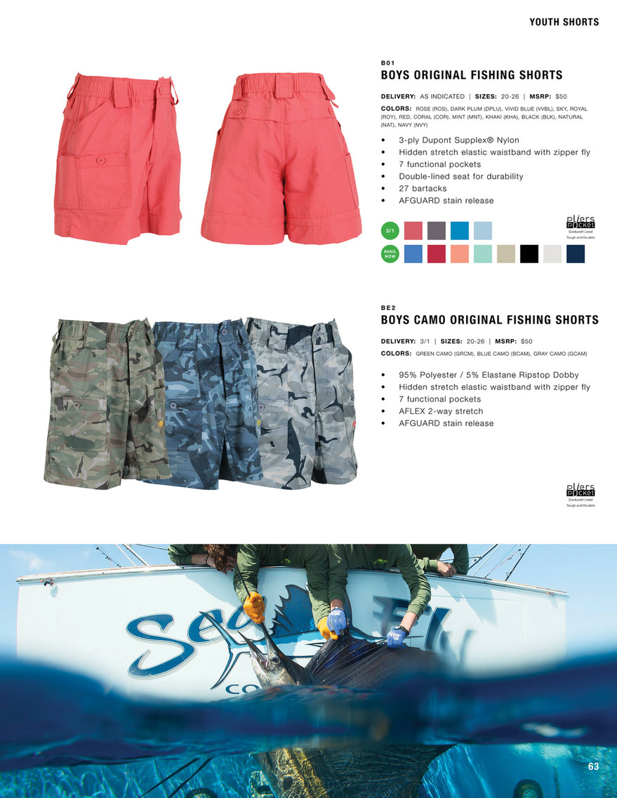 AFTCO BE2 Boys Camo Original Fishing Shorts 24, Black Camo