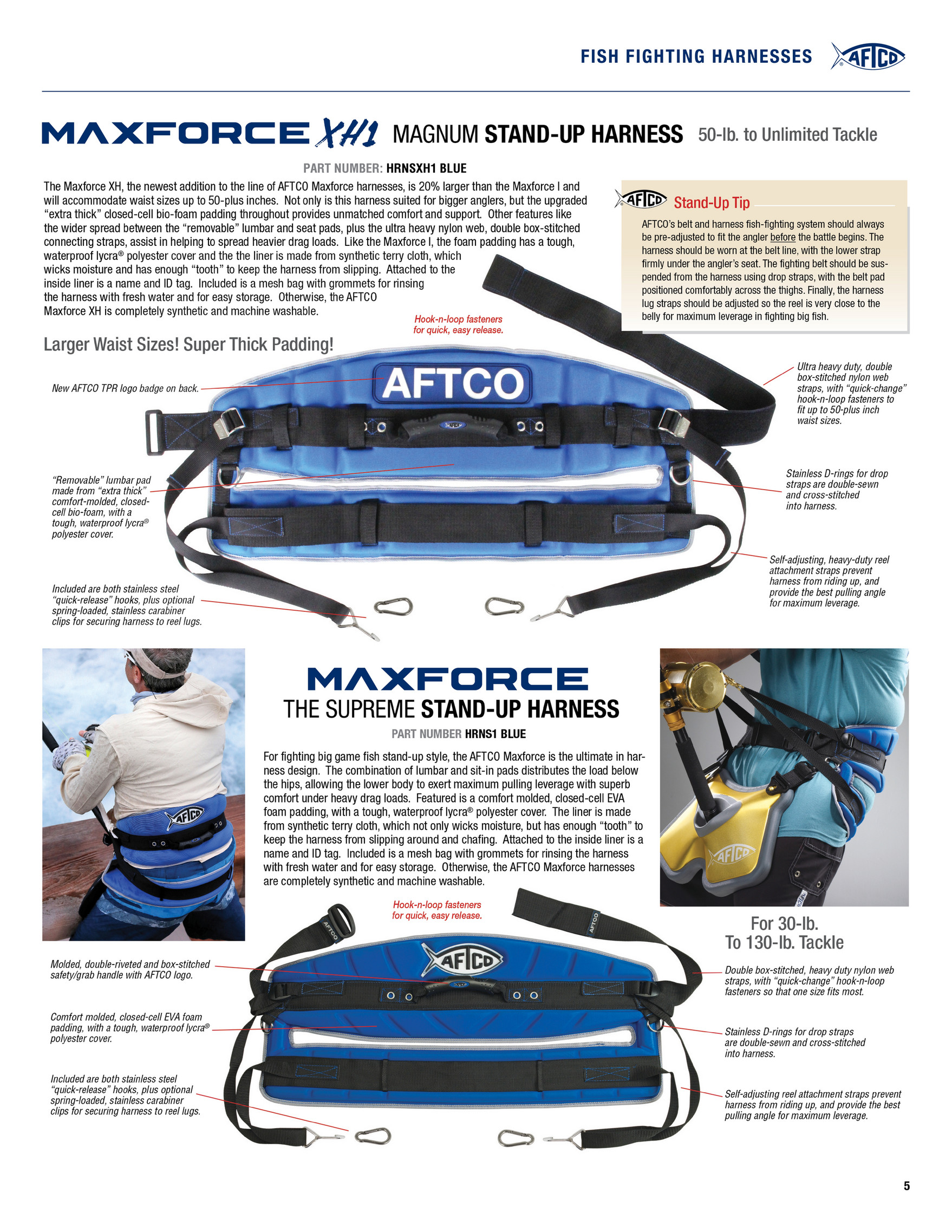 AFTCO MAXFORCE XH HARNESS BLUE