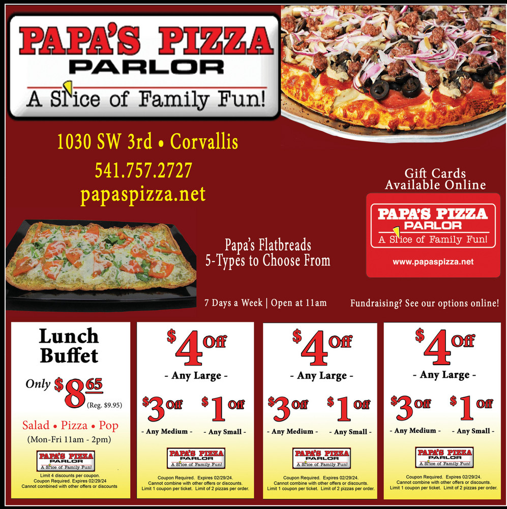 PAPA'S PIZZA PARLOR, Corvallis - 1030 SW 3rd St - Menu, Prices & Restaurant  Reviews - Tripadvisor