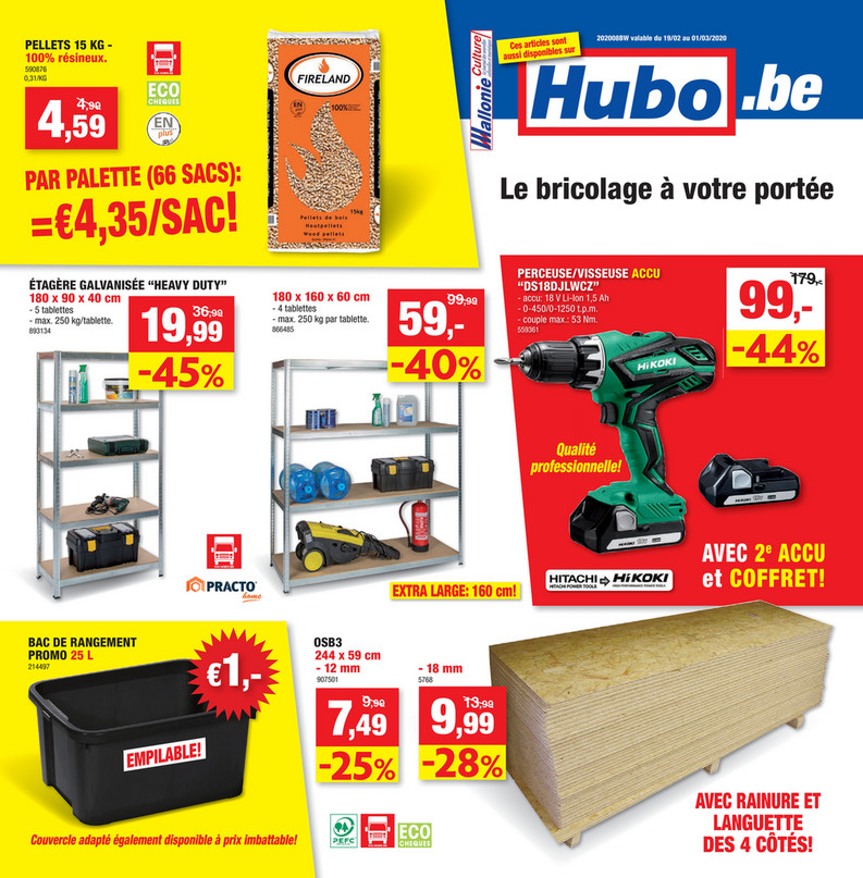 Folder Hubo du 19/02/2020 au 01/03/2020 - Promotions de la semaine 08