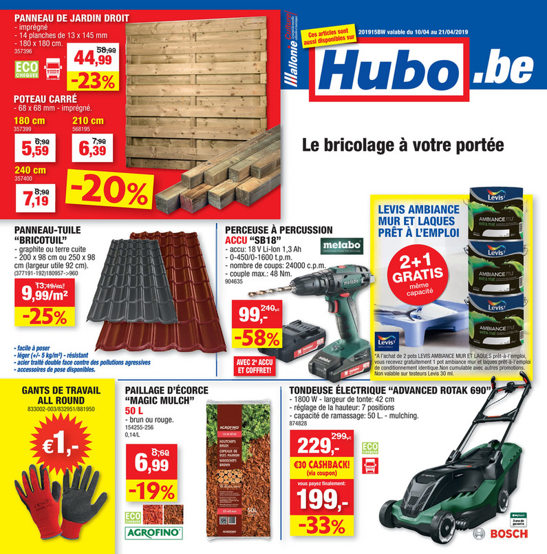 Folder Hubo du 10/04/2019 au 21/04/2019 - Promotions de la semaine 15