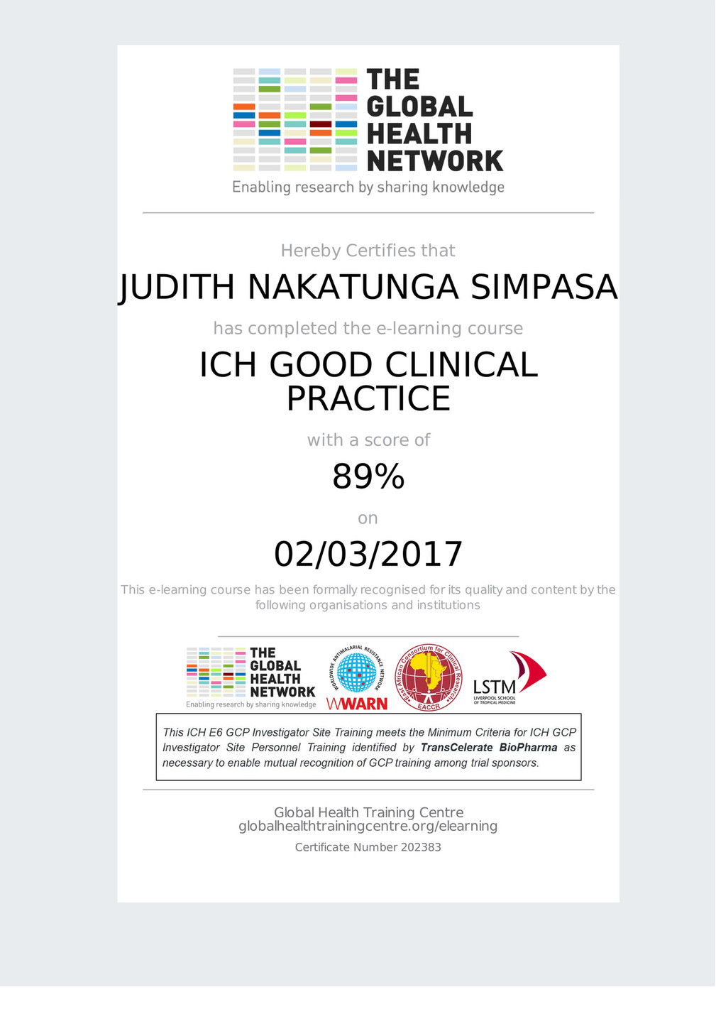 My Publications Good Clinical Practice Certificate Page 1 Created With Publitas Com