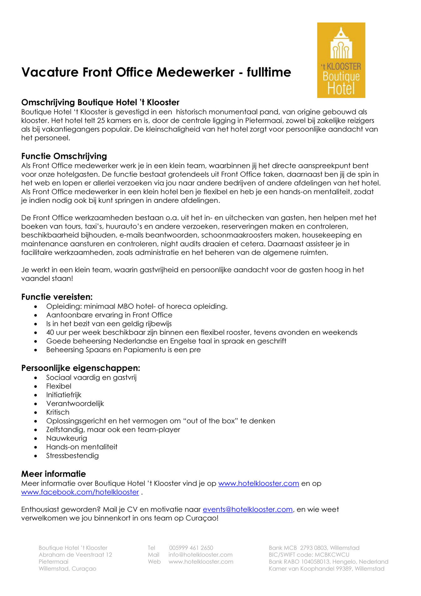 hotel antwerpen vacature