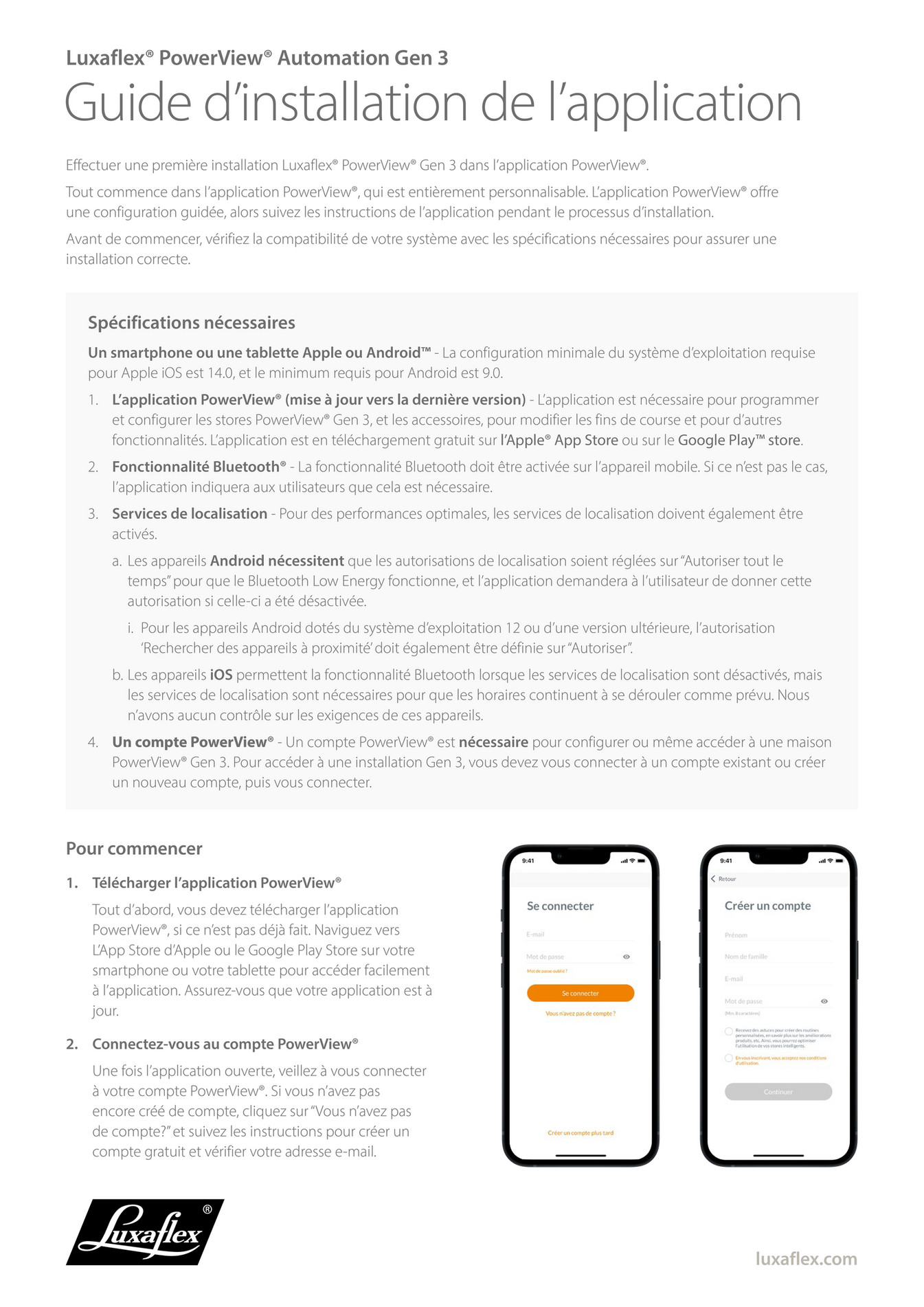 Luxaflex FR Luxaflex PowerView Automation Guide d’installation de l’application Page 1