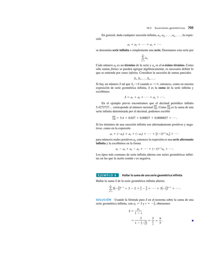 fórmula de la serie geométrica infinita