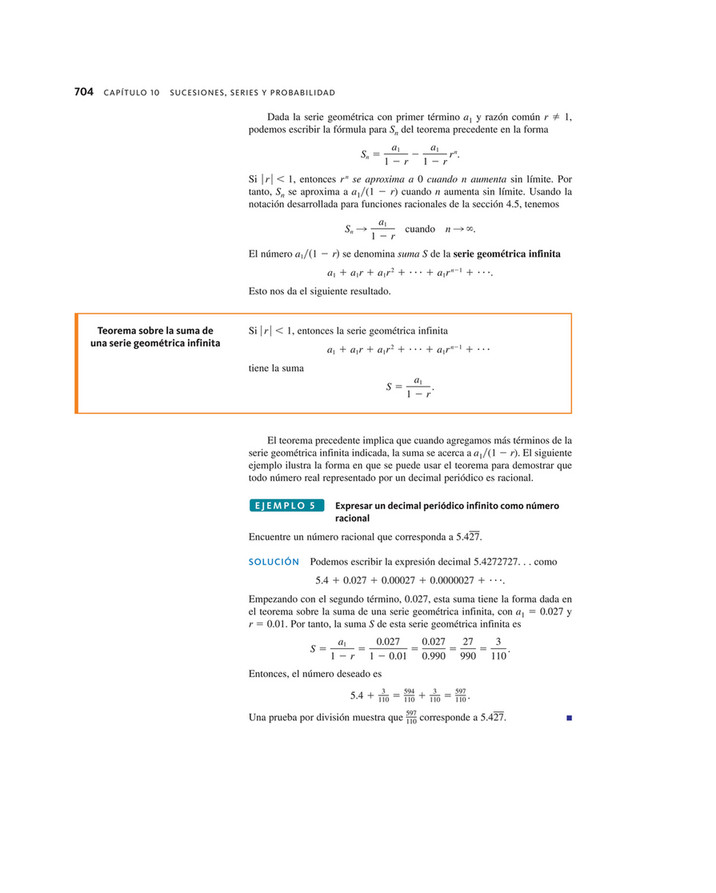 fórmula de la serie geométrica infinita