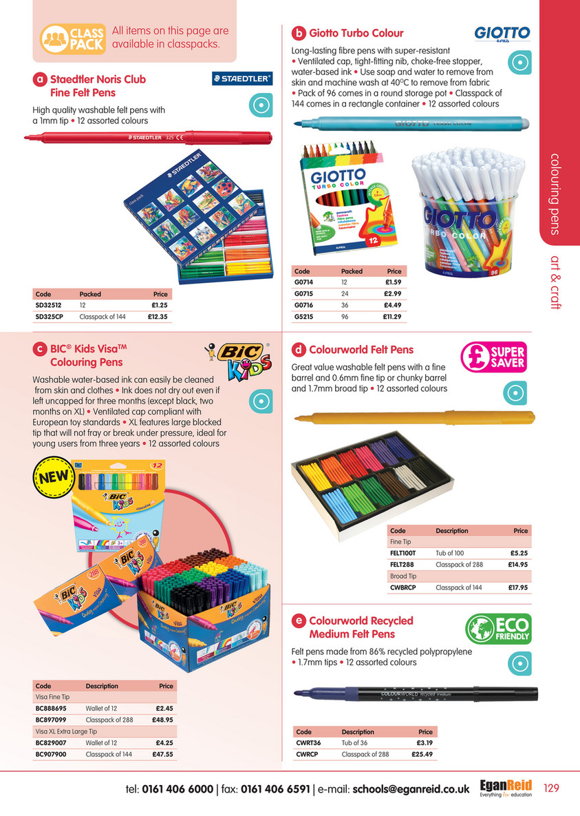 BiC Visa Felt Pens Fine Tip Class Pack of 144