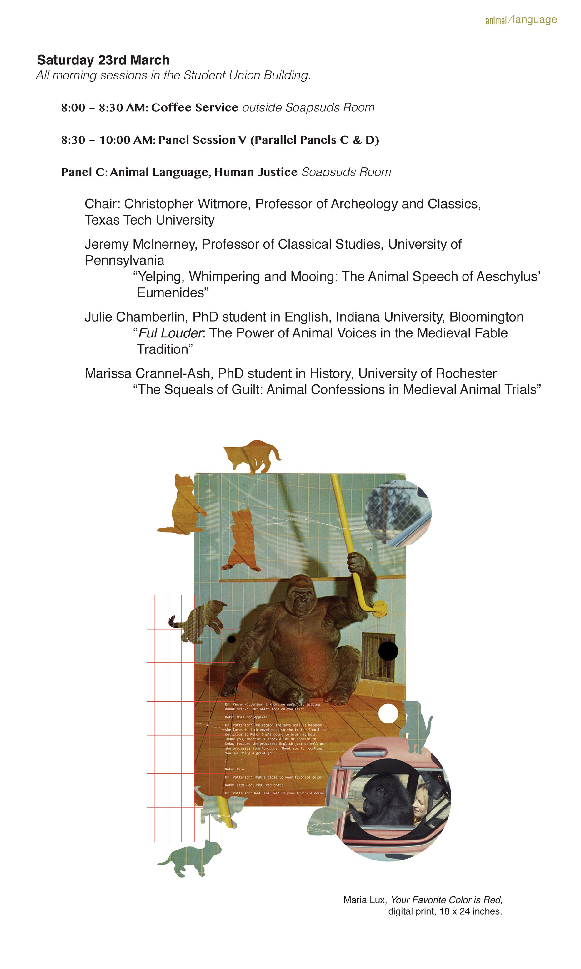 Texas Tech School of Art - Animal Language: An Interdisciplinary Conference  - Page 1 - Created with 