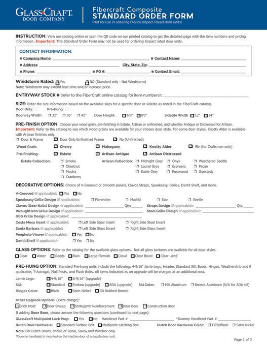 GlassCraft - FiberCraft Order Form - Page 3