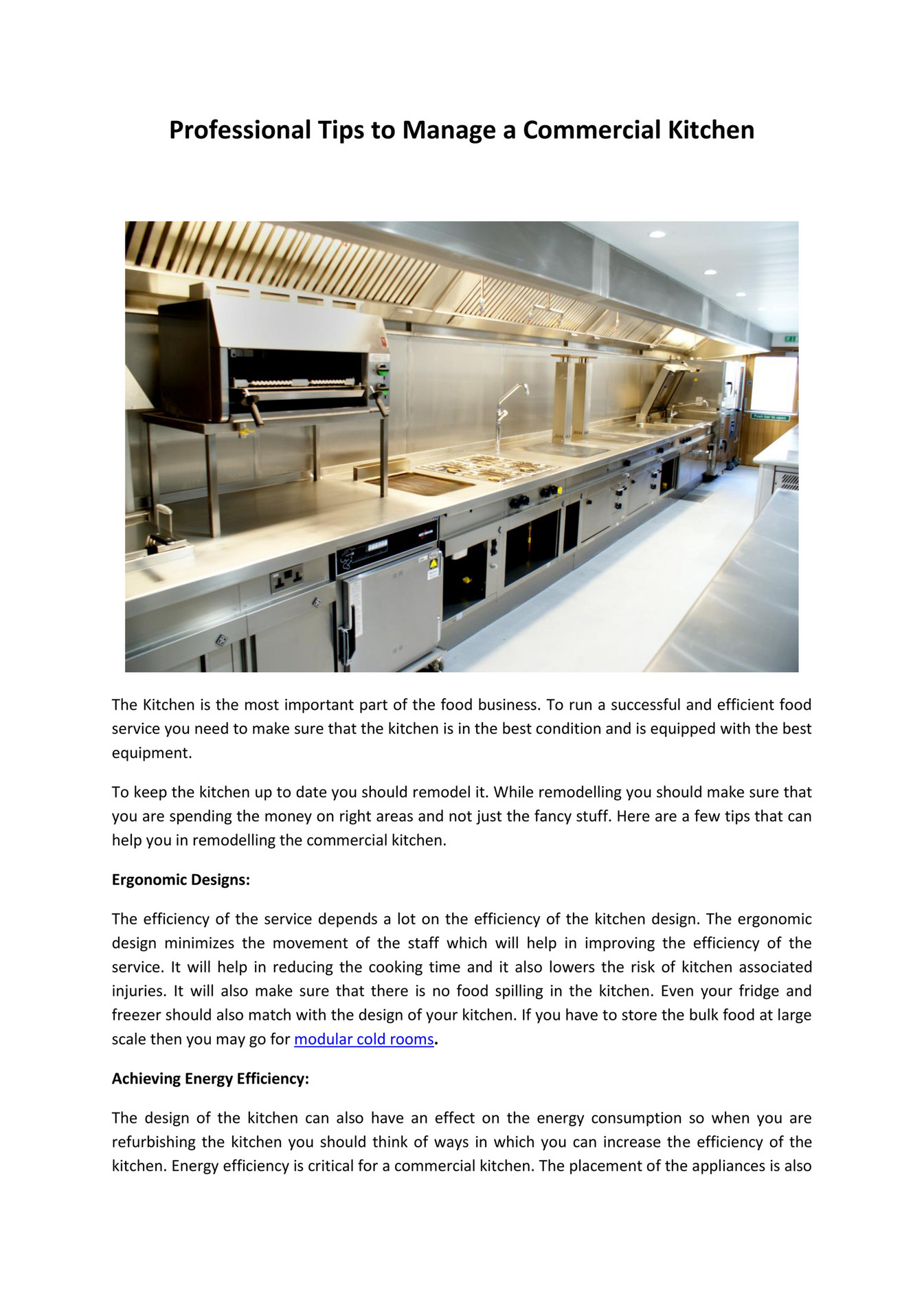 refrigerations - Professional Tips to Manage a Commercial Kitchen ...